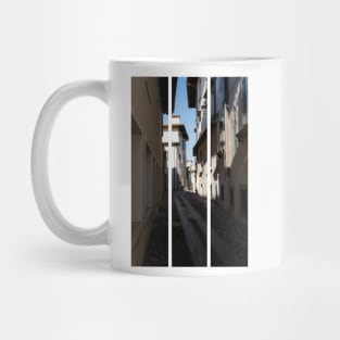 North Italy Life in the center of the lombard medieval city. Walking through narrow streets and walls. Sunny summer day. (vertical) Mug